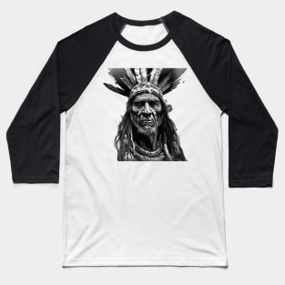 Ayahuasca And the Old Shaman Black and White Baseball T-Shirt